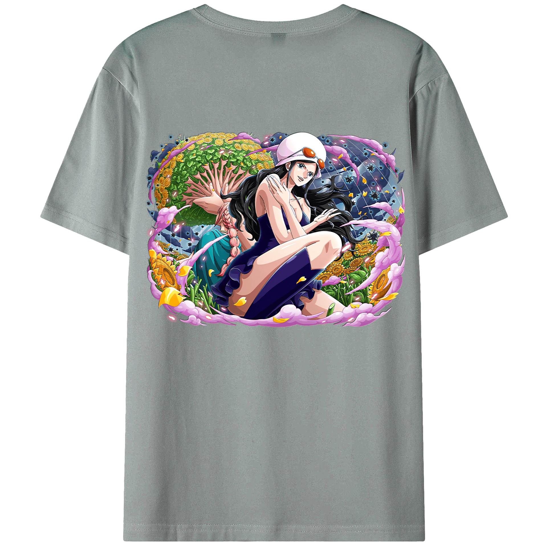 ワンピース ニコ・ロビン ONE PIECE Nico Robin 綿100％ メンズ半袖Tシャツ（バックプリント） 通気性